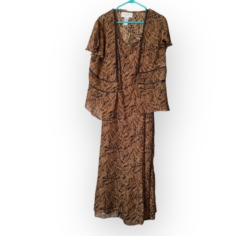 Sag Harbor Dress‎ Women’s Size 16 Two Piece Brown Sleeveless GrannyCore